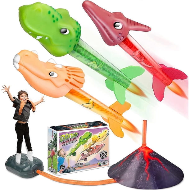 Dinosaur Stomp Toy Rocket Toy For Kids Rocket Launcher For Kids - Garden & Outdoor Toys For Kids (3 Pcs)