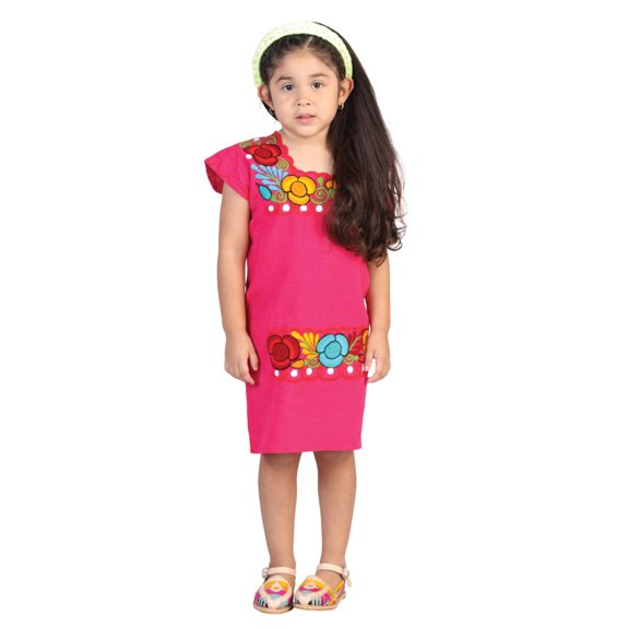 Mexican Girl's Dress 50% Cotton, 50% Polyester Pink 601661