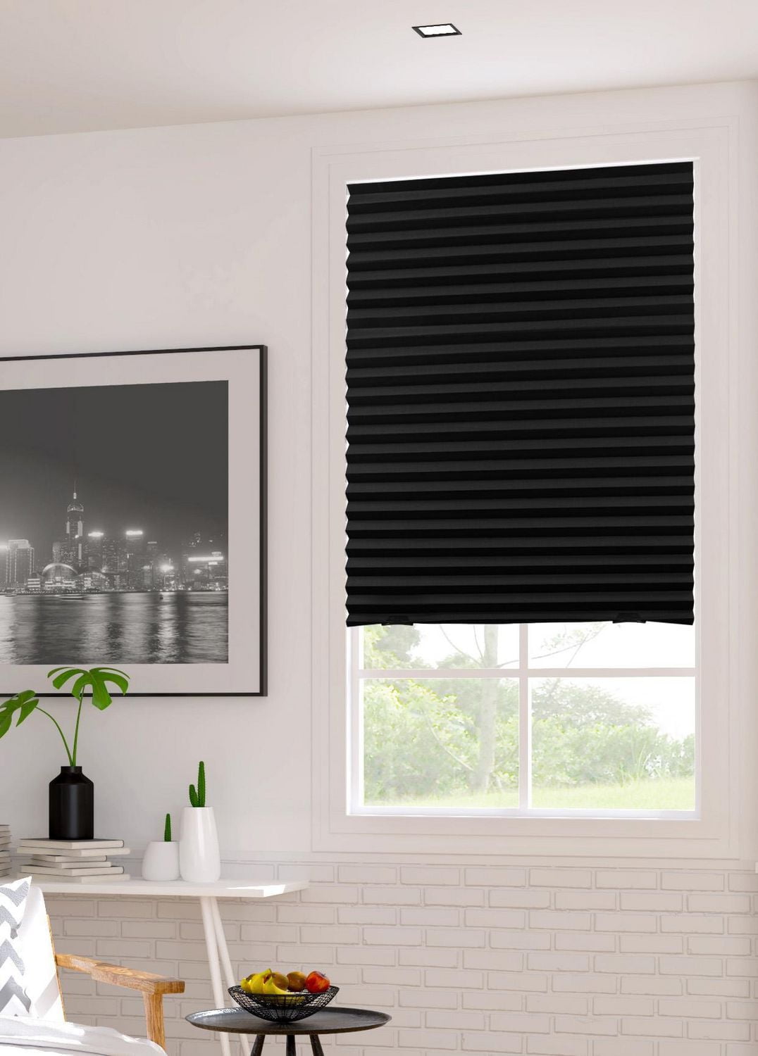 Stores en papier plissé sans cordon Mainstays, noir, 91 cm x 183 cm, paquet de 3 Rideau opaque