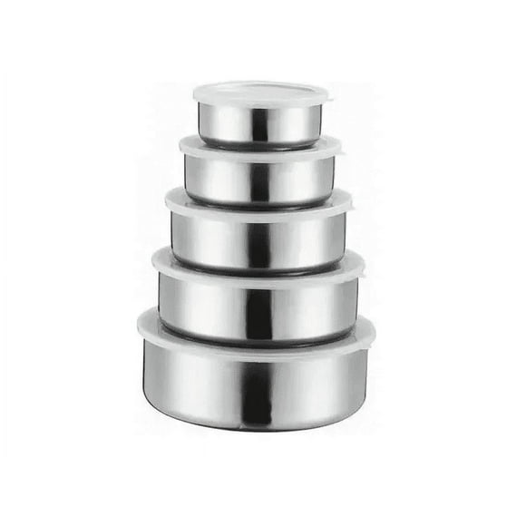 Xtellar plateado Set 5 Recipientes Acero Con Tapa Plástica Hermética