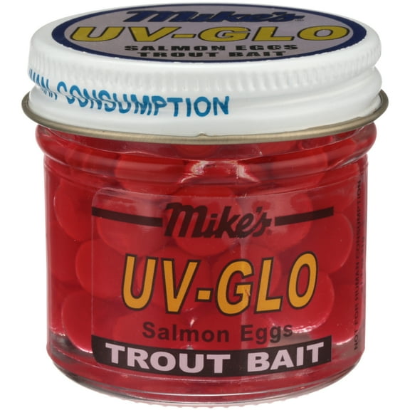 Atlas-Mike's Red UV-Glo Salmon Eggs Trout Bait 1.1 oz. Jar
