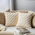 thumbnail image 2 of REGALWOVEN Pack of 2 Soft Decorative Throw Pillow Covers Solid 3D Weaving Pillowcases for Sofa Bedroom Couch Car Beige 18" x 18", 2 of 7