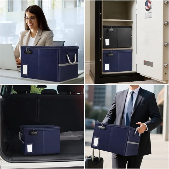 5200°F Fireproof Document Box, Fire Important Document Organizer with Lock, Upgraded Heat Insulated Filing Storage Cabinet Office Organization (5200°F Fireproof Box, Blue)