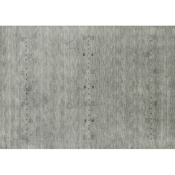 Ahgly Company Machine Washable Indoor Rectangle Contemporary Dark Goldray Area Rugs, 7' x 9'