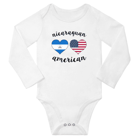 

Nicaraguan and American Love Heart Baby Long Slevve Rompers Bodysuit (White 6-12 Months)