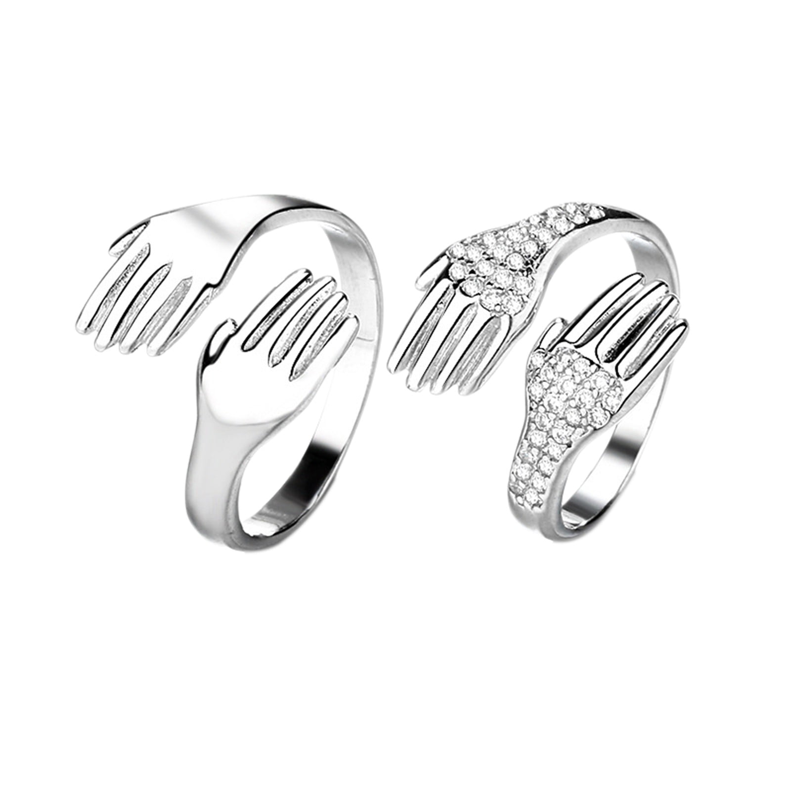 Silvertone B Jewelry Collection Interlocking Pave Knuckle Ring 