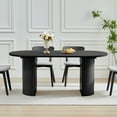 thumbnail image 2 of Oval Dining Table for 6 with Semi-circular legs, Modern Large Kitchen Dining Room Table with Wooden Strip Base for Rustic Farmhouse, Meeting Room Reception Room,Tightly(Black), 2 of 13