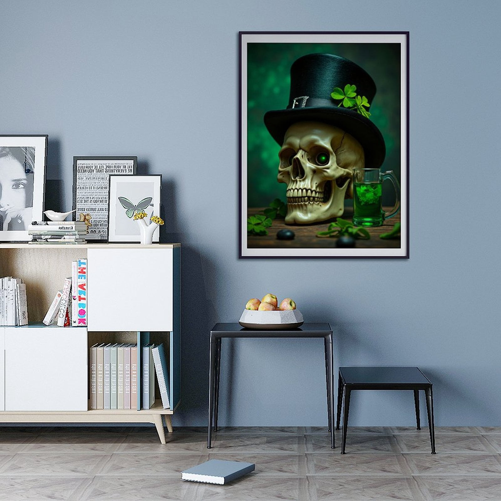 Diamond Art Kits for Adults - 5d Skull Top Hat Drink Green Diamond Painting for Adults, Diamond Art for Adults Beginners, Diamond Painting Kits for Adults for Home Wall Decor