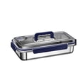 thumbnail image 2 of Fiambrera de acero inoxidable, caja de almacenamiento para refrigerador, rectangular, hermética, para preparación de comidas 2400 ml, 2 of 8