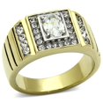 thumbnail image 1 of Bague Bicolore en Acier Inoxydable IP Or avec AAA Grade CZ en Clair - Taille 13, 1 of 1