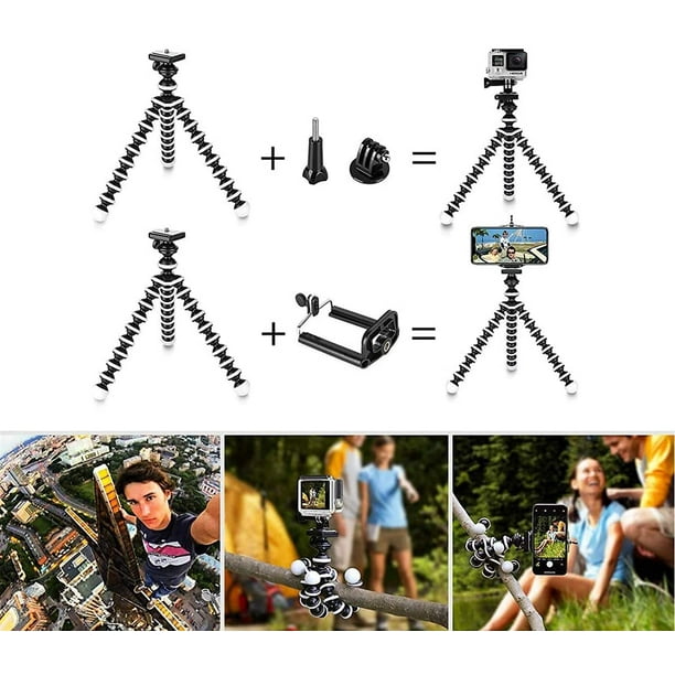 6.5 inch Flexible Tripod with Universal Mount for Smartphones and Small  Digital Cameras with Bluetooth Remote and eCostConnection Microfiber Cloth