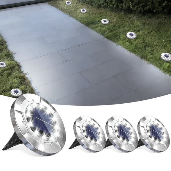 4-pack Solar Ground Lights Outdoor Waterproof,Landscape Lights for Pathway,Yard,Deck,Lawn,Patio,Solar Disk Light for Walkway,Patio & Garden Decor under $10