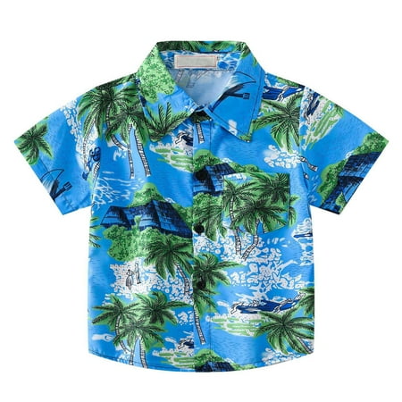 

Fengyings Clearance Kids Toddler Boys Summer Beach Hawaiian Shirt Tropical Short Sleeve Cute Casual Button Down Tops