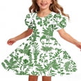 thumbnail image 5 of QSAWXQZ Girls' Floral Dress Puff Short Sleeve Crew Neck A Line Sundress Loose Casual Outfit for Summer 7 Years, 5 of 7