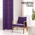 thumbnail image 2 of Cortinas opacas Deconovo con estampado geométrico de líneas, aislantes térmicos, con ojales, color uva morado/línea geométrica, 42 x 45 pulgadas, para el hogar, 2 of 6