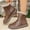 #015-Brown, variant on Women's Chunky Platform Ankle Boots with Faux Fur Collar - Retro British Style Casual Shoes with Side Zipper, Round Toe and Flat Heel, Solid Color Versatile Design for Everyday Outfits