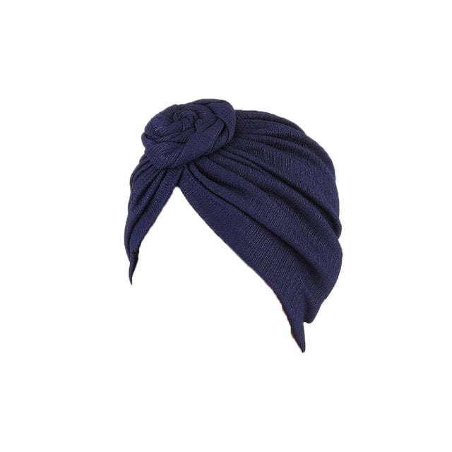 Qarigey Hijab musulmán de estilo Simple con nudo de turbante, gorro cruzado con cubierta étnica, diadema de Color sólido, accesorios para pérdida de Sombreros Armada Qarigey AP011271-03B