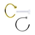 thumbnail image 1 of Pack of 2 Surgical Steel Nose Hoop Rings and a Nose Acrylic Retainer, 1 of 3