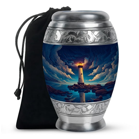 MUKTIVE Lighthouse Funeral Urns for Human Ashes - Decorative Urn for Ashes of Loved Ones - Memorial Urns for Human - Large Urn for Male & Female
