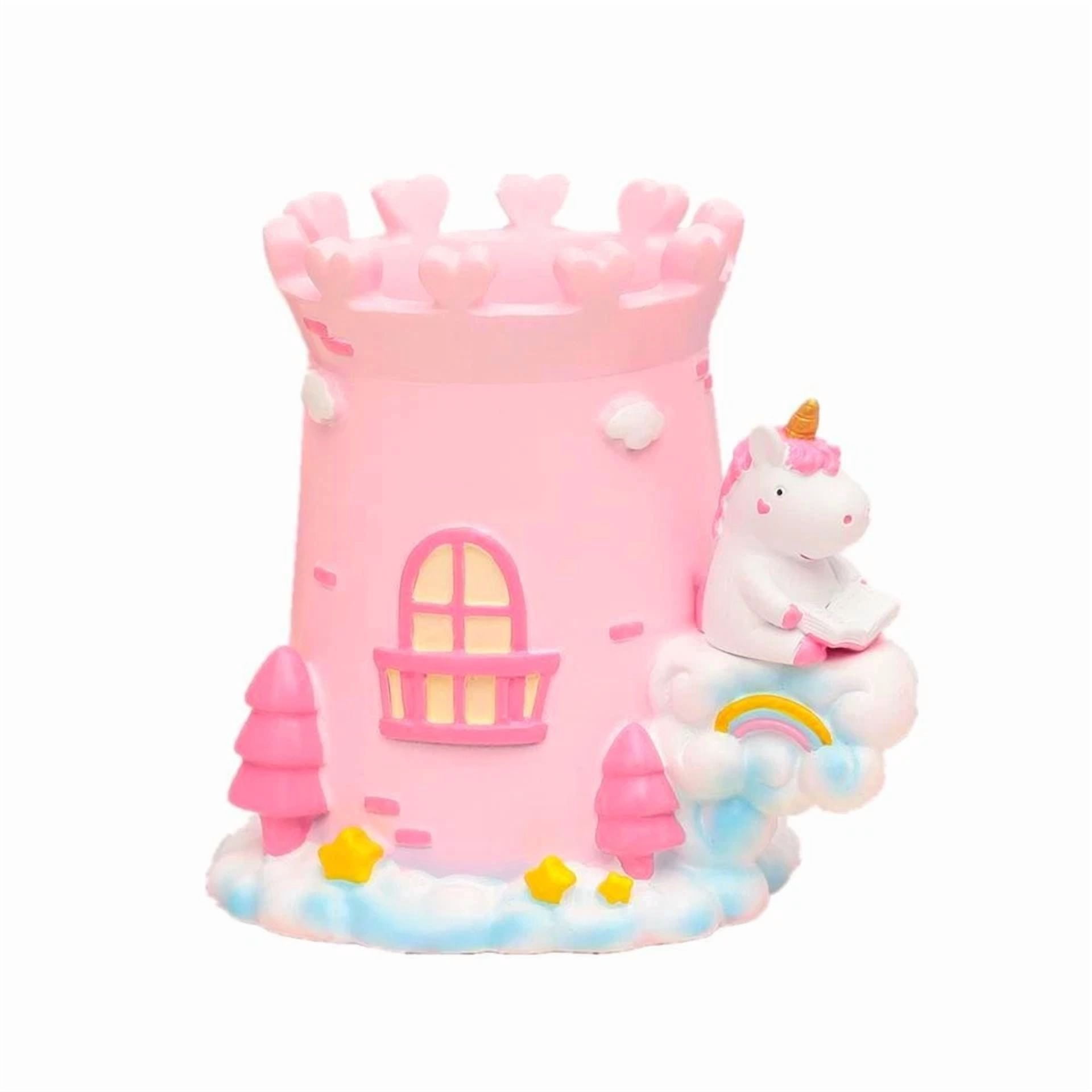 Castle Design Resin Pen Holder Organizer For Desk Storage Decorative Accessory