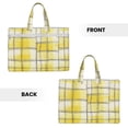 thumbnail image 4 of Handbag File Bag 15×10.6in Large Capacity Double Pocket Designed For Work Travel Travel Shopping Lightyellow Checked Hand-Drawn Sketch_2, 4 of 8