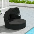 thumbnail image 1 of Gymax Patio Wicker Daybed with Retractable Canopy, Black, 1 of 9