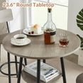 thumbnail image 6 of LIZEVINC 3 Pieces Round Bar Table Set, Small Dining Table for 2, Breakfast Table with Storage, Modern Kitchen Bar Table, 2 Upholstered Stools with Backrest for Kitchen, Dining Room & Bistro-Gray, 6 of 7