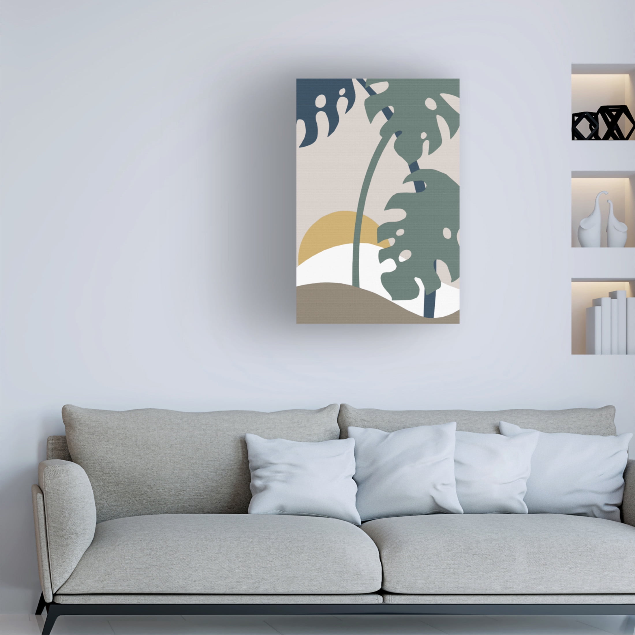 Canvas Wall Art - Pictufy Studio Ii 'Monstera Cut Out 02' Wall Art for Living Room, Bedroom, or Office Décor by Trademark Fine Art - 22 x 32 Inches