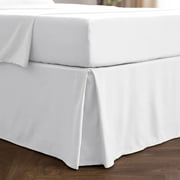 Mellanni Iconic Collection Pleated Microfiber Bed Skirt 15" Drop, California King, White