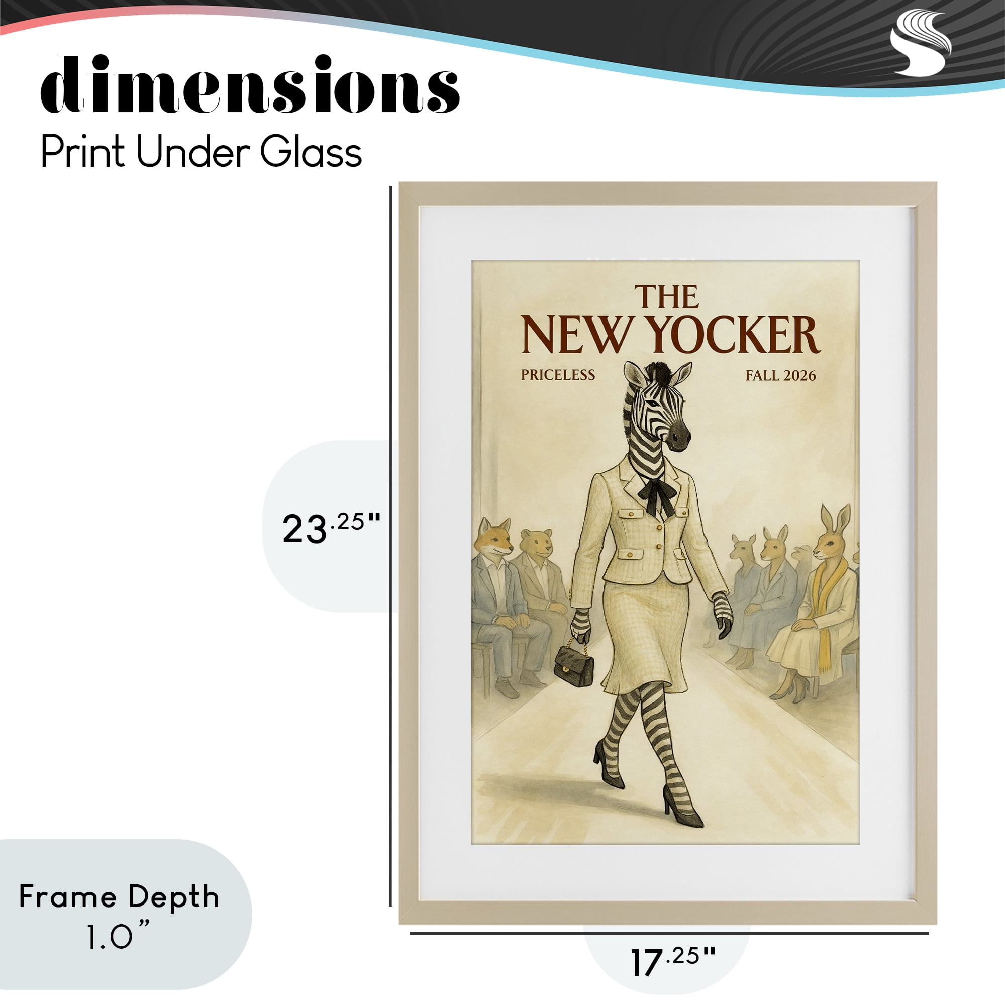 Stupell Industries New Yocker Zebra Model Birch Framed Print Under Glass, design by Grotto Studios