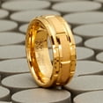 thumbnail image 4 of Mens Tungsten Carbide Brick Pattern Wedding Band Engagement Ring 8MM Goldtone, 4 of 4