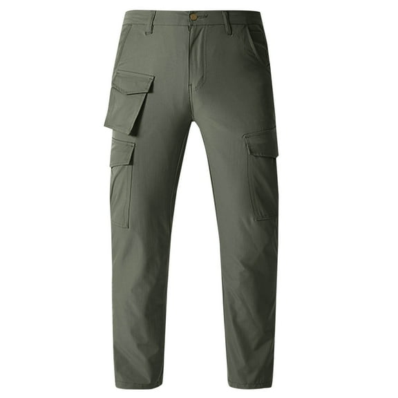 HOOMEUMY Men's Cargo Pants Tactical Work Pants Straight Leg Multi Pocket Trousers Outdoor Hiking Climbing Military Style Pants Black Large Size Army Green XXL