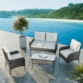 thumbnail image 3 of EAGLE PEAK 4-Piece Outdoor Furniture Set, All-Weather Patio Conversation Set w/ Dining Chairs & Coffee Table, 3 of 9