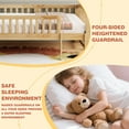thumbnail image 6 of PORKISS Twin Size Platform Bed, Solid Wood Toddler Bed with Fence Guardrail Ladder, Twin Size Bed Frame for Kids Boys Girls, Montessori Bed, No Box Spring Needed, Natural A, 6 of 10