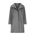 thumbnail image 4 of DYTTDG Women's Long Coat Fashion Classic Solid Color Front Open Zipper Casual Wool Coat Winter Warm Jacket Great Gifts for Less, 4 of 5
