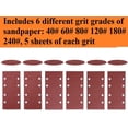 thumbnail image 4 of 30 hojas de lija 40/60/80/120/180/240 almohadillas de lija de velcro de grano 8 agujeros papel de lija lijadora rectangular ajuste (7,25 "x 3,75") JAMW Sencillez, 4 of 5