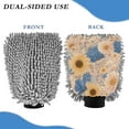 thumbnail image 2 of Microfiber Car Wash Gloves With Chenille & Polyester Terry Scratch-Free Cleaning Elastic Cuffs Pastel Peach and Blue Floral, 2 of 8