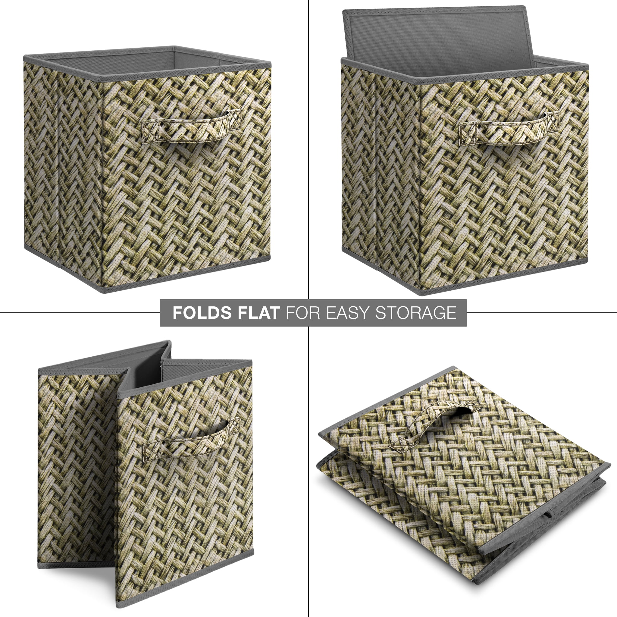 Sorbus 11" Foldable Woven Print Fabric Storage Cube Bin, Gray