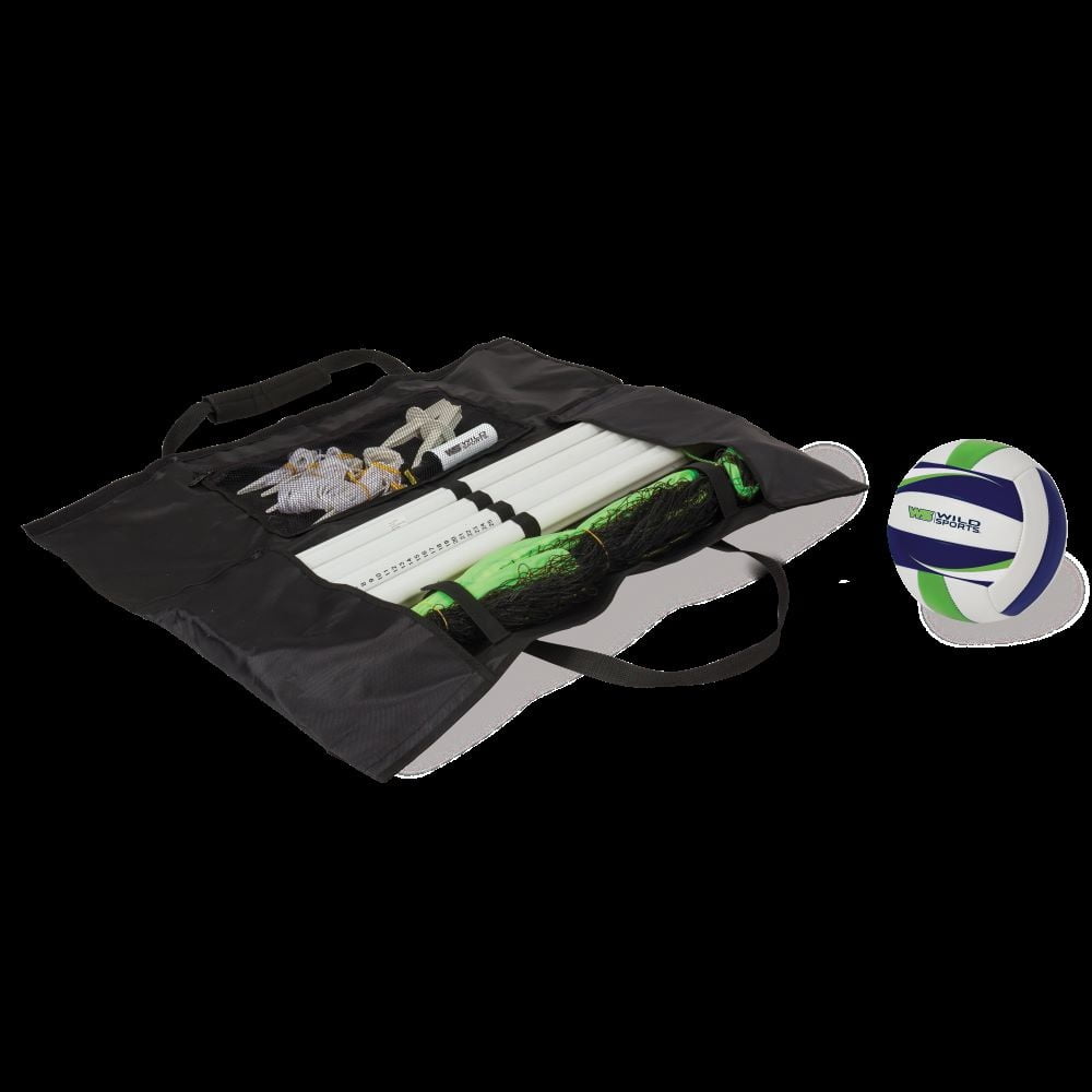 Wild Sports Easy Setup Better VolleyBall Set - Complete and Durable VolleyBall Set with 8 Ft Net, 1 VolleyBall, and Pump