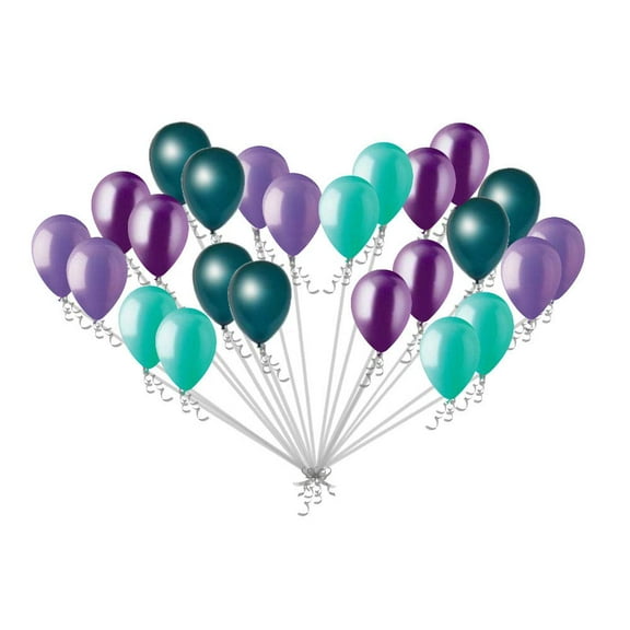 24 pc Aqua Purple Teal Latex Party Balloons Birthday Baby Girl Unicorn Mermaid 11