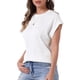 thumbnail image 4 of INSPIRAR CHIC Top Texturizado de Verano para Mujer con Mangas Cortas y Cuello Redondo, Suéter Casual Básico S Blanco, 4 of 5