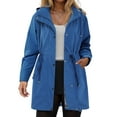 thumbnail image 2 of GEWSEY Plus Size Rain Jackets For Women Waterproof Rain Coats with Hood Lightweight Windbreaker Outdoor Trench Coat (Blue, XXL), 2 of 9