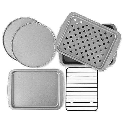 5 Piece Nonstick Bakeware Set Includes Baking Details about   Checkered Chef Toaster Oven Pans 