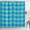thumbnail image 1 of Ambesonne Sea Shells Shower Curtain, Plaid Pattern Marine, 69"Wx70"L, Mint Green Blue White, 1 of 3