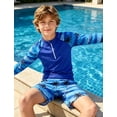 thumbnail image 3 of Aideaone 2 Piece Boys Swimsuit Set Kids Zipper Long Sleeve Rash Guard with Swim Trunks Bathing Suit Swimwear for Boys 7-12T, 3 of 6
