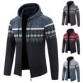 thumbnail image 5 of WREESH Fashion Winter Jacket Men'S Winter Ethnic Style Printed Design Zippered Sweater Long Sleeved Hooded Casual Jacket Wine, 5 of 5