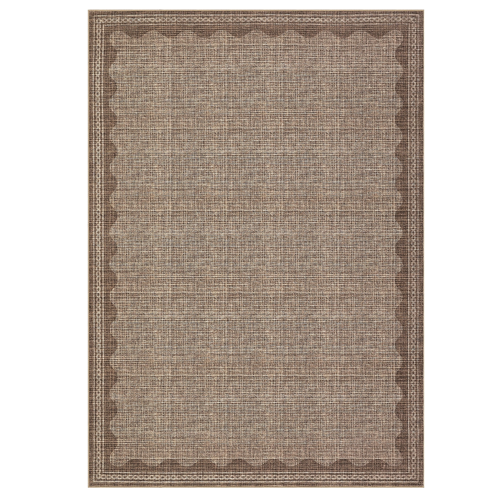 Tzou Modern Scalloped Border Washable Rugs 4' x 6', Non-Slip Low Pile Area Rug for Living Room, Machine Washable Stain Resistant Carpet