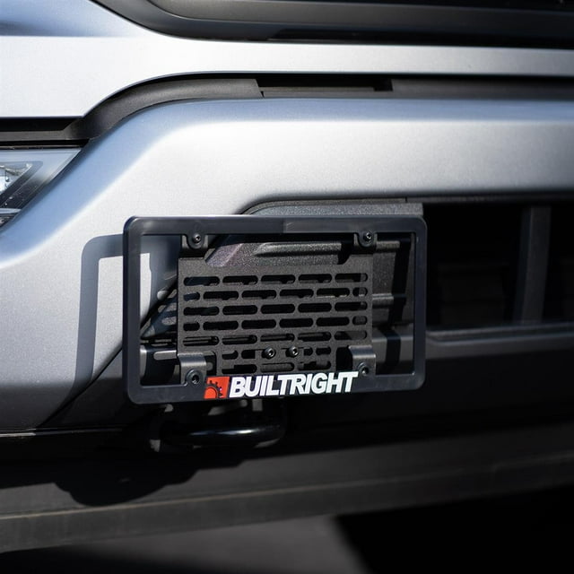 BuiltRight Industries License Plate Relocation Kit 106111 Relocate The License Plate Into OEM Bumper; Black; Steel