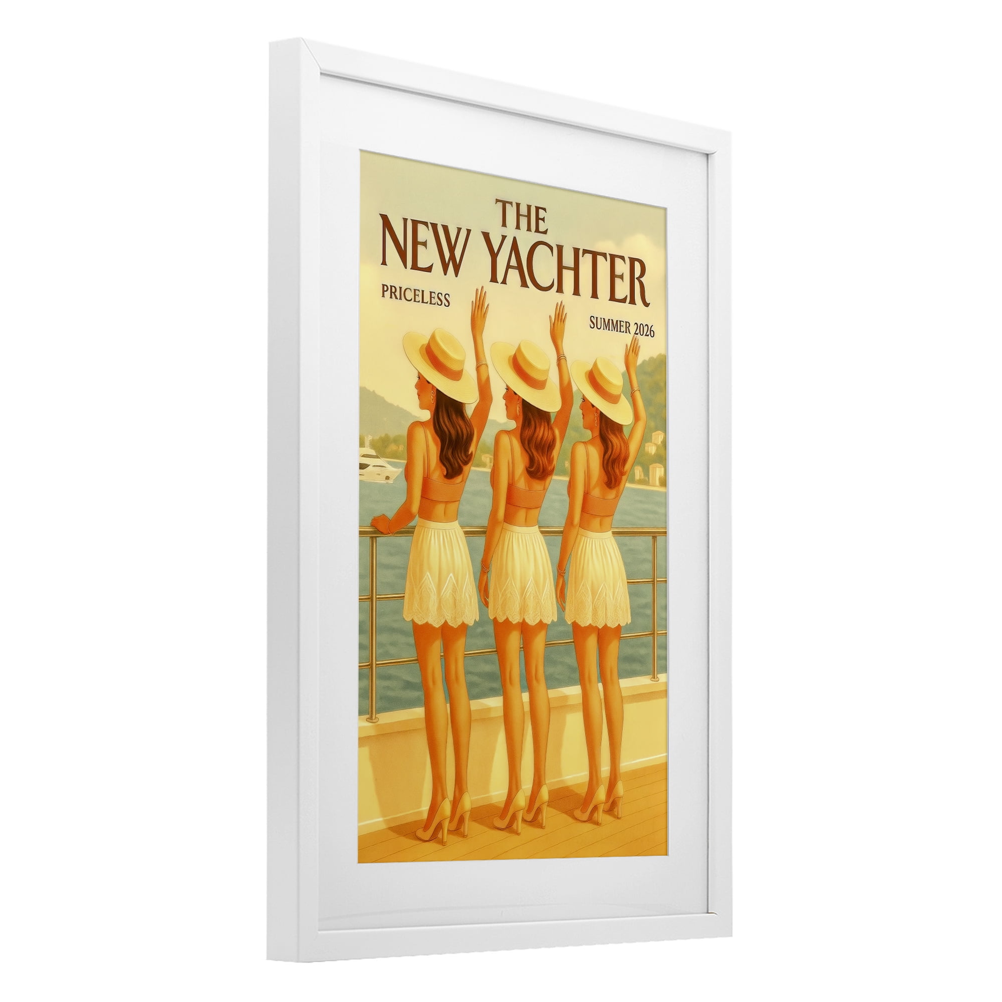 Stupell Industries Magazine Parody Fashion Trio White Framed Print Under Glass, design by Grotto Studios