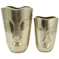 thumbnail image 6 of DecMode 13", 10"H Face Gold Aluminum Metal Vase with Abstract Details, Set of 2, 6 of 13